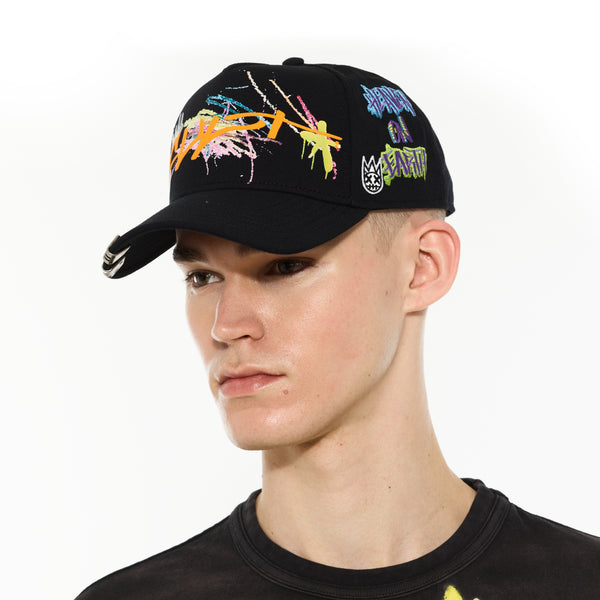 Cult Of Individuality Cult's Logo Mesh Back Trucker Hat "Cult Graffiti" In Black Hats