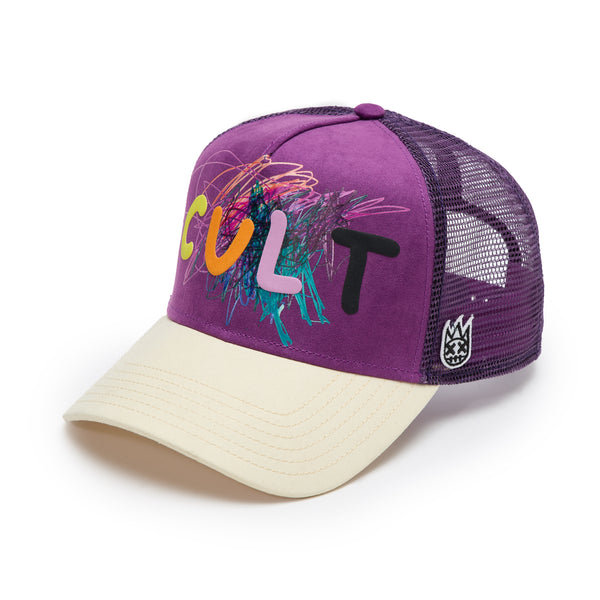 Cult Of Individuality Cult's Logo Mesh Back Trucker Hat "Cult Logo" In Hyacinth Violet Hats