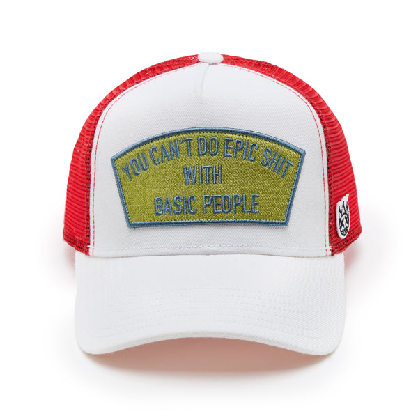 cult of individuality Cult's Logo Mesh Back Trucker Hat "Epic Shit" in Winter White Hats