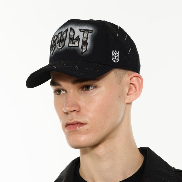 Cult Of Individuality Cult's Logo Mesh Back Trucker Hat "Instruments" In Black Hats