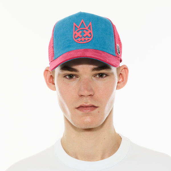 Cult Of Individuality Cult's Logo Mesh Back Trucker Hat "Shimuchan" In Electric Blue Hats