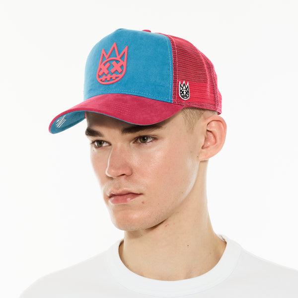 Cult Of Individuality Cult's Logo Mesh Back Trucker Hat "Shimuchan" In Electric Blue Hats