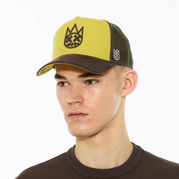 Cult Of Individuality Cult's Logo Mesh Back Trucker Hat "Shimuchan" In Green Sheen Hats