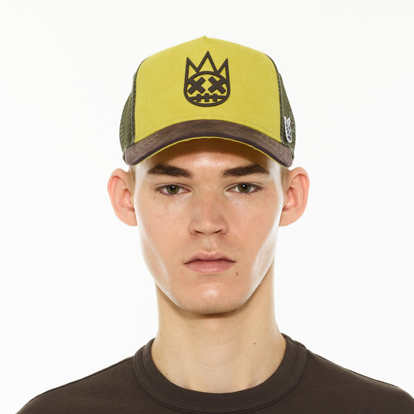 Cult Of Individuality Cult's Logo Mesh Back Trucker Hat "Shimuchan" In Green Sheen Hats