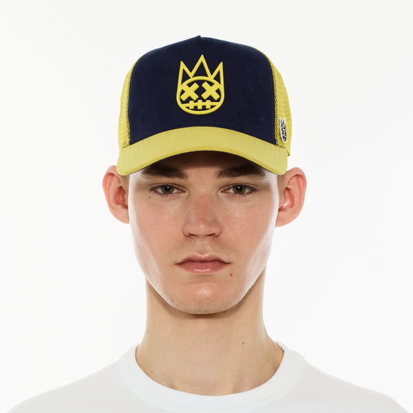 Cult Of Individuality Cult's Logo Mesh Back Trucker Hat "Shimuchan" In Midnight Blue Hats