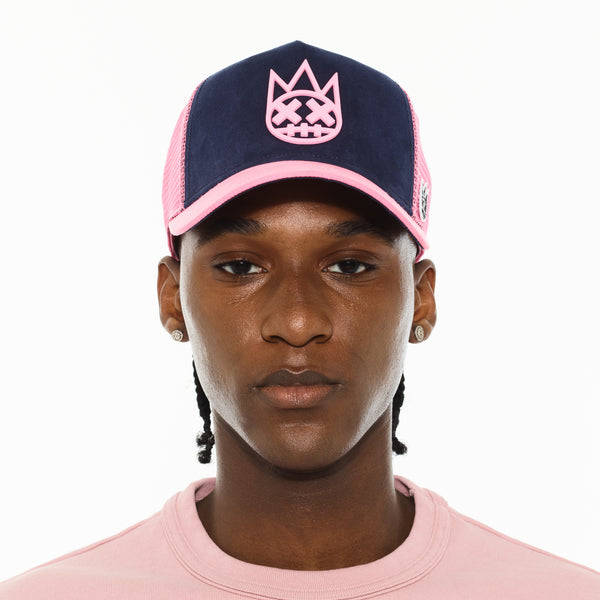 Cult Of Individuality Cult's Logo Mesh Back Trucker Hat "Shimuchan" In Midnight Blue Hats