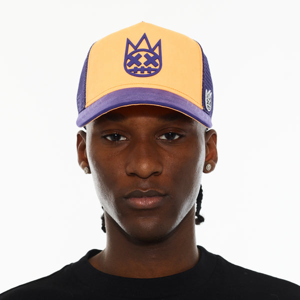 Cult Of Individuality Cult's Logo Mesh Back Trucker Hat "Shimuchan" In Neon Orange Hats