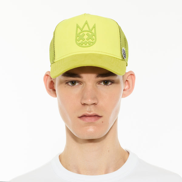 Cult Of Individuality Cult's Logo Mesh Back Trucker Hat "Shimuchan" In Neon Yellow Hats