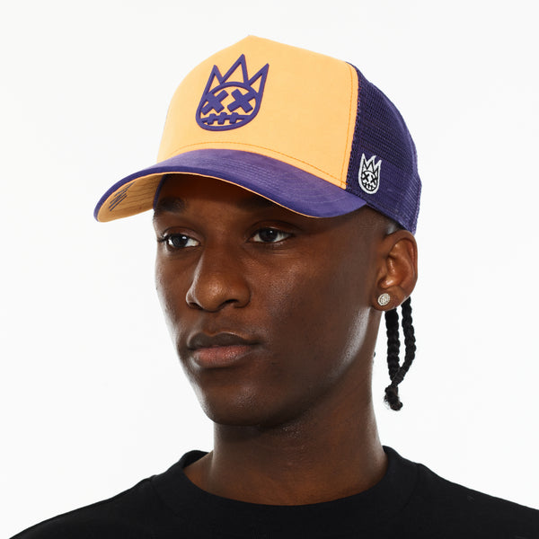 Cult Of Individuality Cult's Logo Mesh Back Trucker Hat "Shimuchan" In Neon Orange Hats