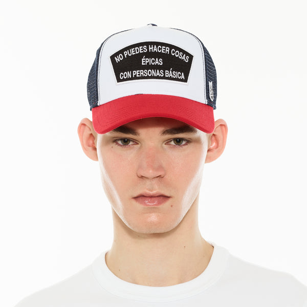Cult Of Individuality Cult's Logo Mesh Back Trucker Hat "Spanish Epic Shit" In White Hats