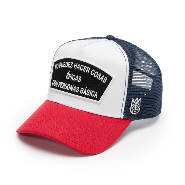 Cult Of Individuality Cult's Logo Mesh Back Trucker Hat "Spanish Epic Shit" In White Hats