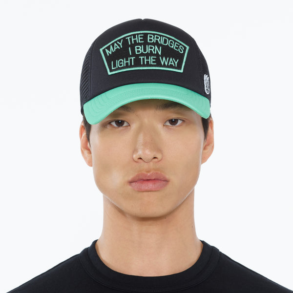 Cult Of Individuality Cult's "May The Bridges I Burn" Mesh Back Trucker Hat In Black Hats