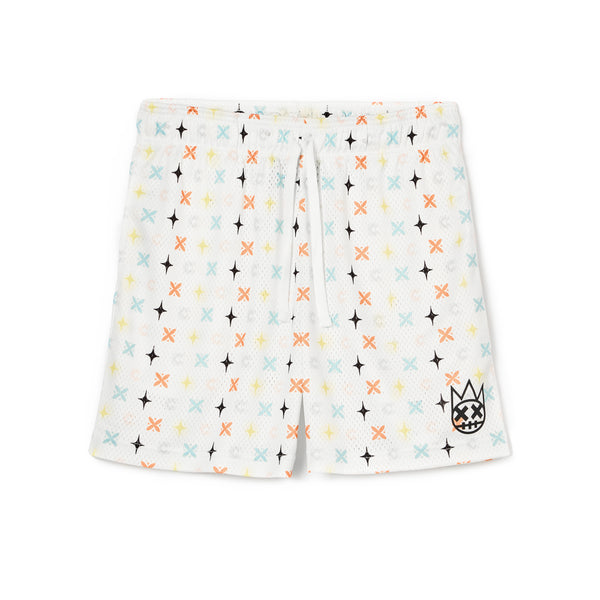 cult of individuality Cult's Mesh Shorts in Cult Repeat Pattern White Sweatshorts
