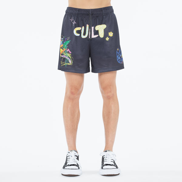Cult Of Individuality Cult's Mesh Shorts In Graffiti Sweatshorts