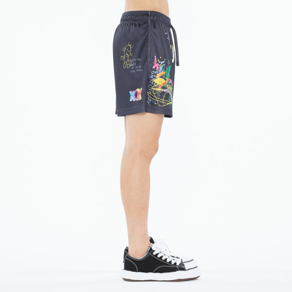 Cult Of Individuality Cult's Mesh Shorts In Graffiti Sweatshorts