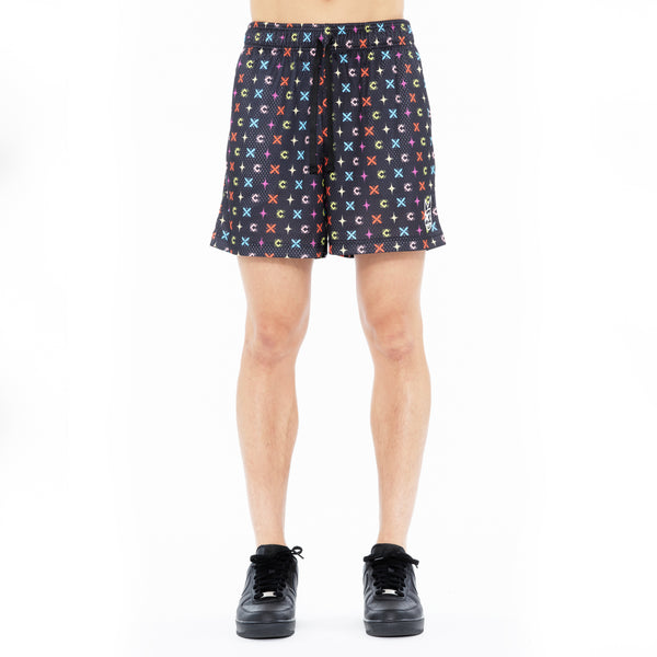 Cult Of Individuality Cult's Mesh Shorts In Repeat Pattern Black Sweatshorts