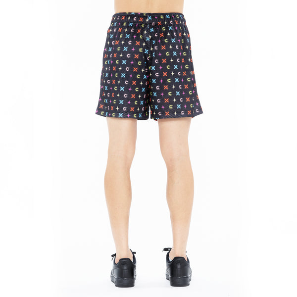 Cult Of Individuality Cult's Mesh Shorts In Repeat Pattern Black Sweatshorts