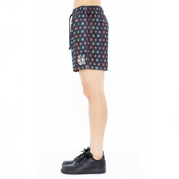 Cult Of Individuality Cult's Mesh Shorts In Repeat Pattern Black Sweatshorts