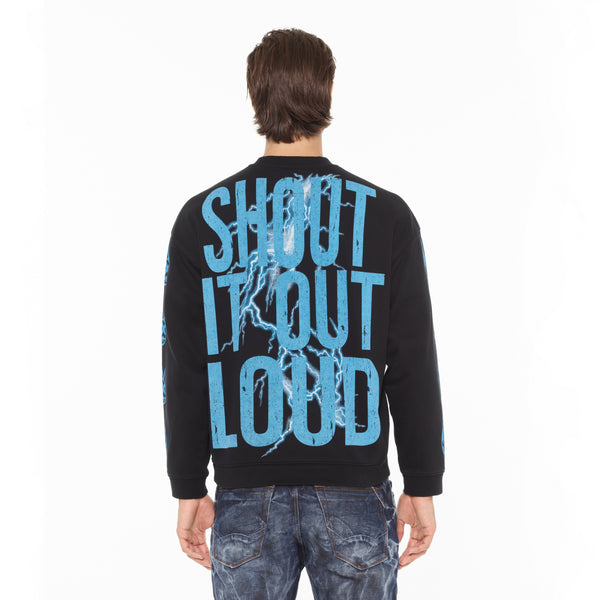 Cult Of Individuality Cult's Novelty Fleece Crew Sweatshirt In Black Sweatshirts