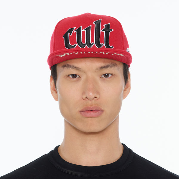 Cult Of Individuality Cult's Old English Cult Logo Hat In High Risk Red Hats
