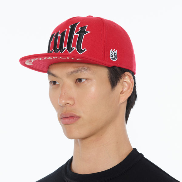Cult Of Individuality Cult's Old English Cult Logo Hat In High Risk Red Hats
