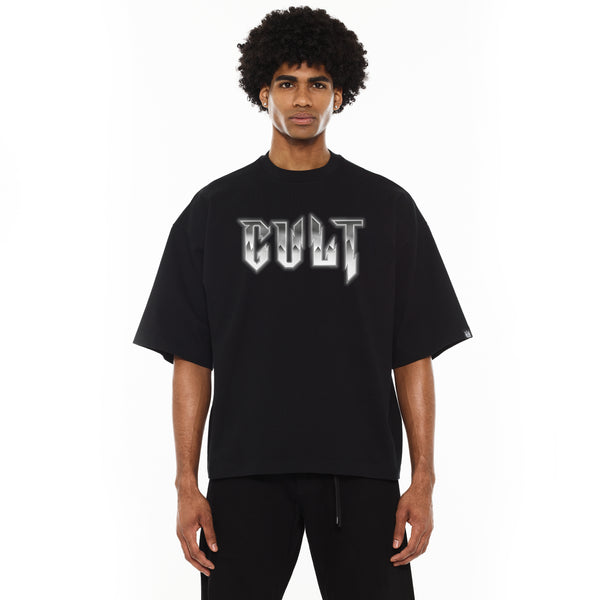 Cult Of Individuality Cult's Oversized Heavyweight Boxy Short Sleeve Crew Neck Tee "Instruments" In Black Tshirt