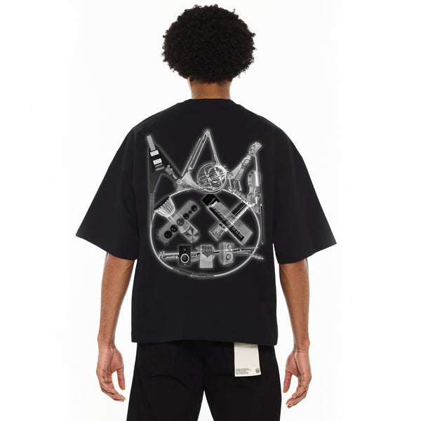 Cult Of Individuality Cult's Oversized Heavyweight Boxy Short Sleeve Crew Neck Tee "Instruments" In Black Tshirt