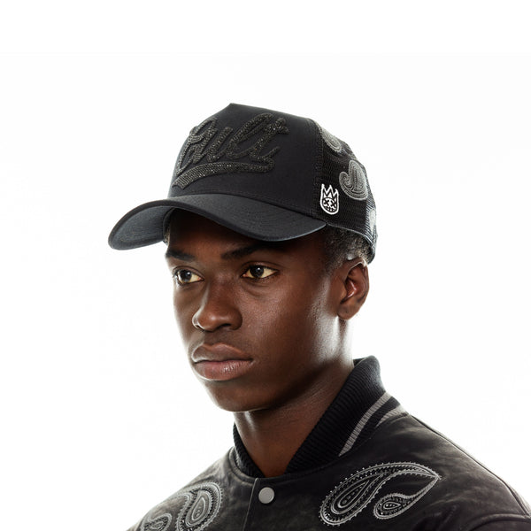 Cult Of Individuality Cult's Paisley Shimuchan Logo Mesh Back Trucker Hat In Black Hats