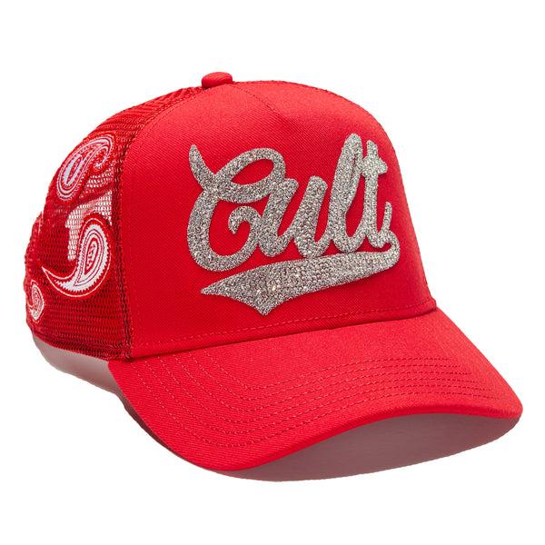 Cult Of Individuality Cult's Paisley Shimuchan Logo Mesh Back Trucker Hat In Red Hats