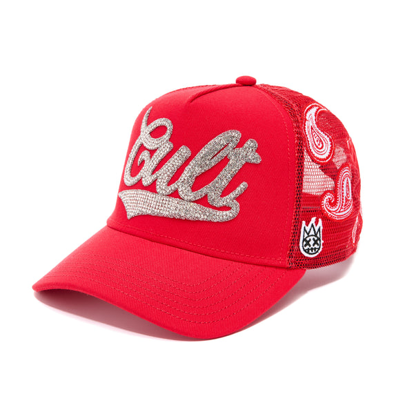 cult of individuality Cult's Paisley Shimuchan Logo Mesh Back Trucker Hat in Red Hats