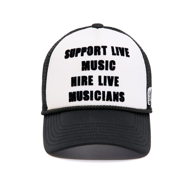 Cult Of Individuality Cult's Support Live Music Foam Mesh Trucker In White & Black Hats