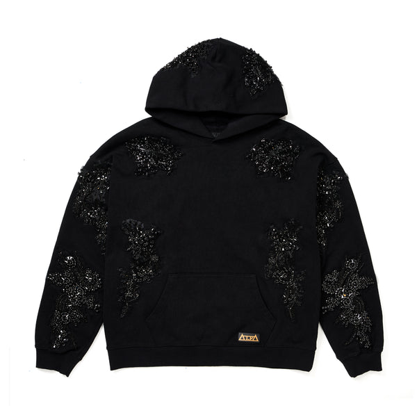 cult of individuality Cult x El Alfa Limited Edition Premium Crystal Applique Hoodie in Black Sweatshirts cult of individuality Cult x El Alfa Limited Edition Premium Crystal Applique Hoodie in Black Sweatshirts