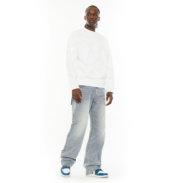 Cult Of Individuality Cult X El Alfa Premium Crew Neck Fleece Sweatshirt In White Sweatshirts