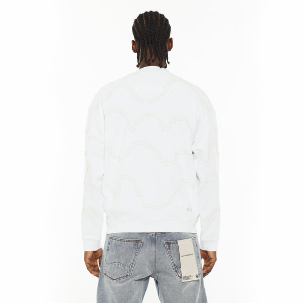 Cult Of Individuality Cult X El Alfa Premium Crew Neck Fleece Sweatshirt In White Sweatshirts