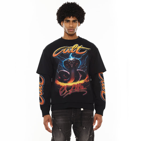 Cult Of Individuality Cult X El Alfa Premium Long Sleeve Thermal Shirt "Cobra" In Black Tshirt