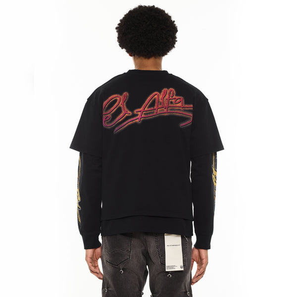 Cult Of Individuality Cult X El Alfa Premium Long Sleeve Thermal Shirt "Cobra" In Black Tshirt