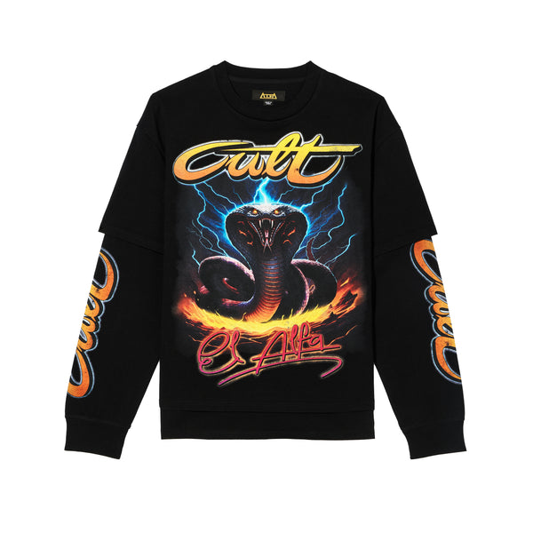 cult of individuality Cult x El Alfa Premium Long Sleeve Thermal Shirt "Cobra" in Black Tshirt