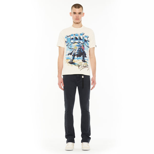 Cult Of Individuality Cult X El Alfa Premium Short Sleeve Crew Neck Tee "Panther" In Winter White Tshirt