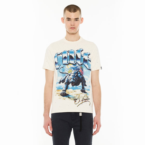 Cult Of Individuality Cult X El Alfa Premium Short Sleeve Crew Neck Tee "Panther" In Winter White Tshirt