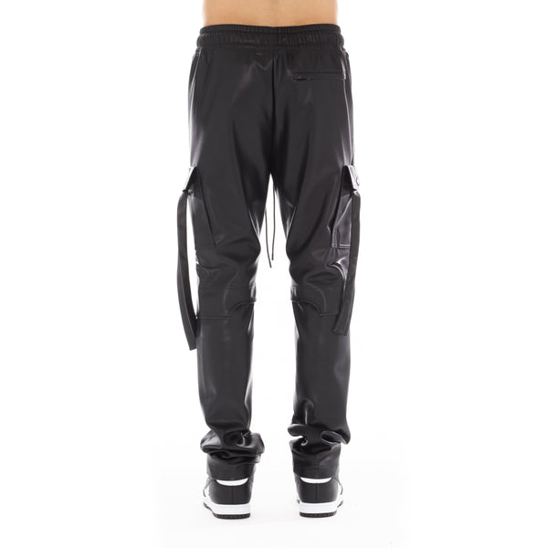 Cult Of Individuality FAUX LEATHER CARGO IN BLACK Sweatpants