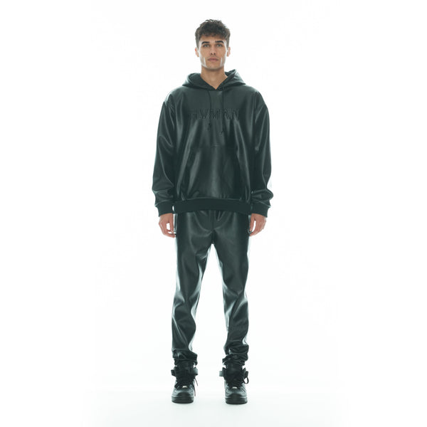 Cult Of Individuality FAUX LEATHER JOGGER IN BLACK Sweatpants