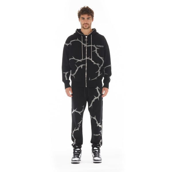 Cult Of Individuality FULL ZIP SWEATSHIRT IN BLACK THORN Sweatshirts