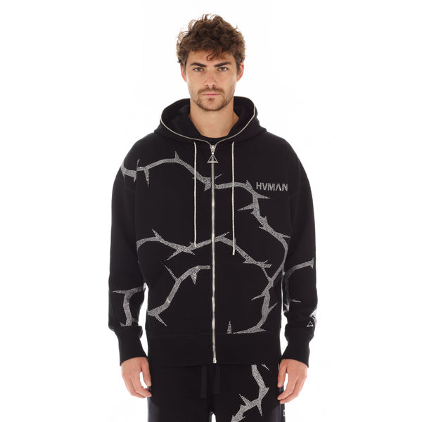 cult of individuality FULL ZIP SWEATSHIRT IN BLACK THORN Sweatshirts