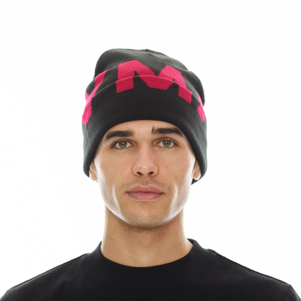 Cult Of Individuality HVMAN KNIT HAT IN BLACK & RED Knit Hats