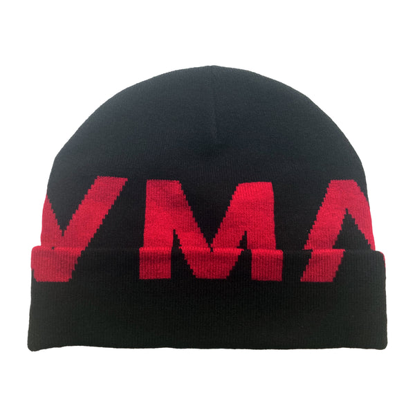 cult of individuality HVMAN KNIT HAT IN BLACK & RED Knit Hats