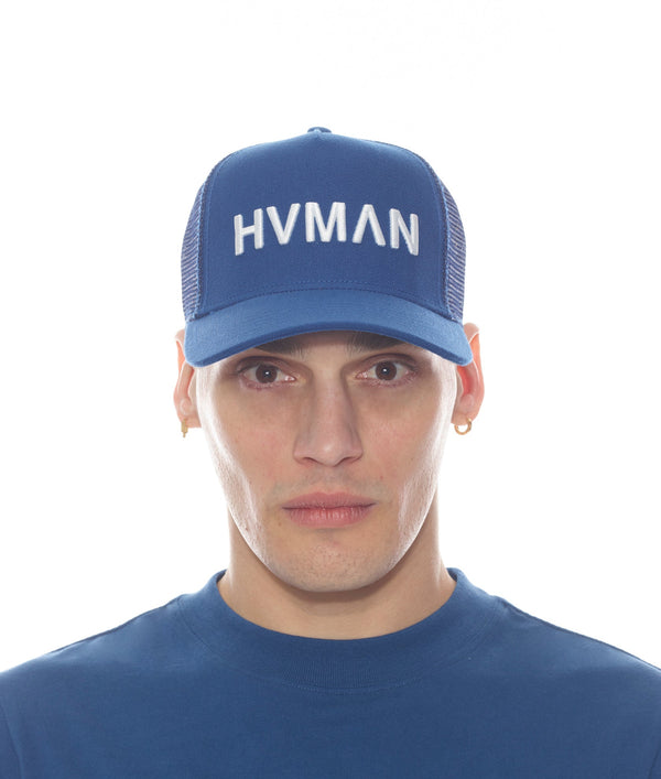 Cult Of Individuality HVMAN MESH TRUCKER CAP IN CLASSIC BLUE Hats