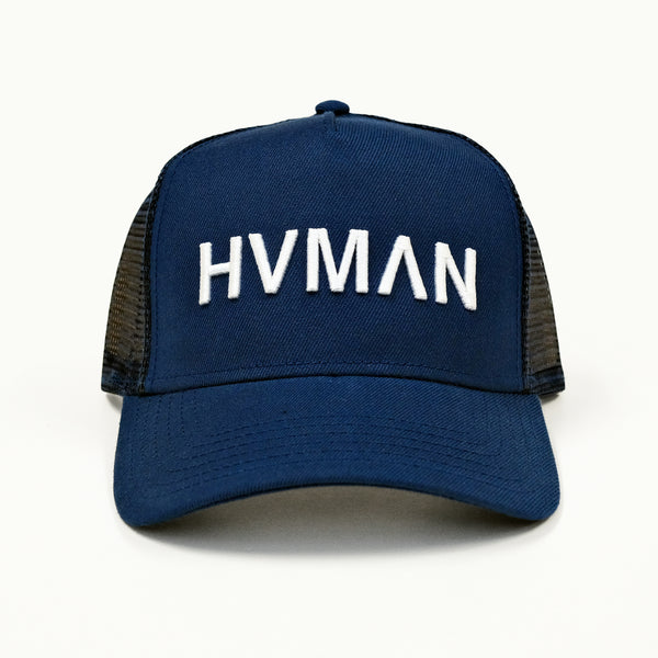 cult of individuality HVMAN MESH TRUCKER CAP IN CLASSIC BLUE Hats