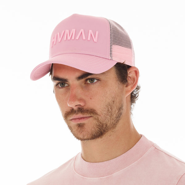 Cult Of Individuality HVMAN MESH TRUCKER CAP IN CORAL Hats
