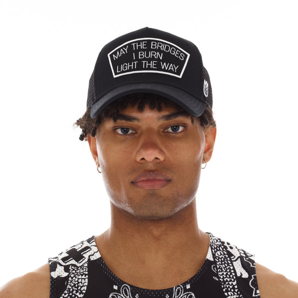 cult of individuality May the Bridges I Burn Trucker Hat – Black Mesh Back Cap Hats