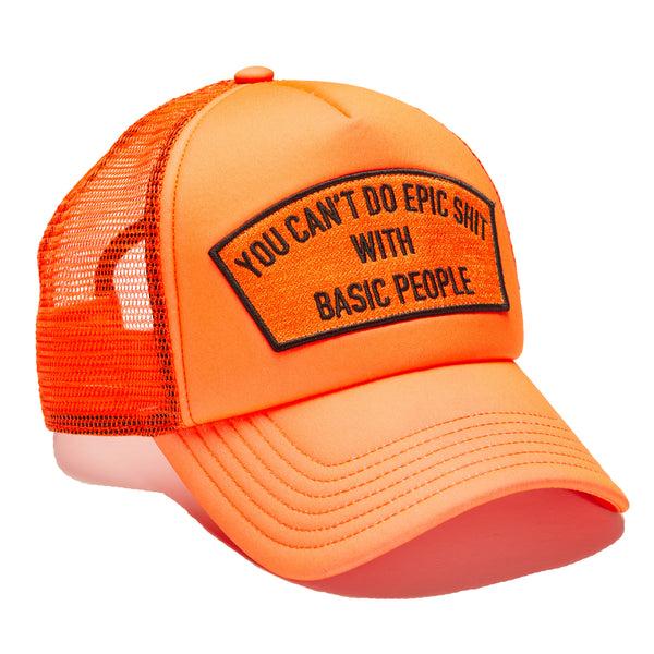 cult of individuality Mesh Back Trucker Hat In Coral "Cant Do Epic Shit" Hats